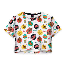 Женская футболка Crop-top 3D с принтом Scooby-Doo Pattern в городе Новоалтайск, 100% полиэстер | круглая горловина, длина футболки до линии талии, рукава с отворотами | scooby doo | vdosadir | скуберт фон дуенхеймер | скуби ду | уильям ханна