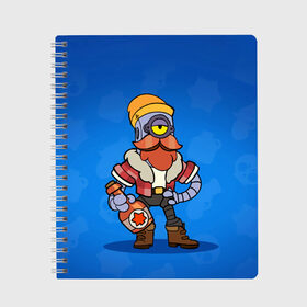 Тетрадь с принтом BRAWL STARS в городе Новоалтайск, 100% бумага | 48 листов, плотность листов — 60 г/м2, плотность картонной обложки — 250 г/м2. Листы скреплены сбоку удобной пружинной спиралью. Уголки страниц и обложки скругленные. Цвет линий — светло-серый
 | 8 bit | barley | brawl stars | brock | bull | colt | crow | dynamike | frank | jessie | leon | nita | барли | бравл старс | брок | булл | ворон | джесси | динамайк | кольт | леон | фрэнк