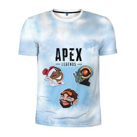 Мужская футболка 3D спортивная с принтом Apex Legends в городе Новоалтайск, 100% полиэстер с улучшенными характеристиками | приталенный силуэт, круглая горловина, широкие плечи, сужается к линии бедра | apex | bangalore | battle | bloodhound | caustic | frontier | gibraltar | legends | lifeline | mirage | pathfinder | royale | shooter | wraith | битва | королевская | легенды | фронтир | шутер