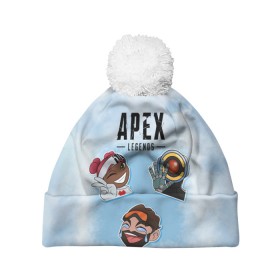 Шапка 3D c помпоном с принтом Apex Legends в городе Новоалтайск, 100% полиэстер | универсальный размер, печать по всей поверхности изделия | apex | bangalore | battle | bloodhound | caustic | frontier | gibraltar | legends | lifeline | mirage | pathfinder | royale | shooter | wraith | битва | королевская | легенды | фронтир | шутер