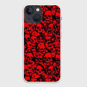 Чехол для iPhone 13 mini с принтом КРАСНЫЕ ЧЕРЕПА | RED SKULL в городе Новоалтайск,  |  | abstraction | bones | geometry | hexagon | neon | paints | skull | stripes | texture | triangle | абстракция | брызги | геометрия | краски | неон | неоновый | соты | текстура | черепа