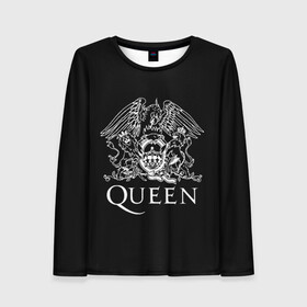 Женский лонгслив 3D с принтом QUEEN в городе Новоалтайск, 100% полиэстер | длинные рукава, круглый вырез горловины, полуприлегающий силуэт | queen | rock | we will rock you | брайан мэи | группа queen | группа квин | джон дикон | квин | королева | король | роджер тейлор | рок | фредди меркьюри