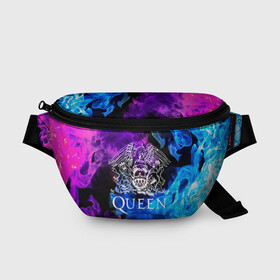 Поясная сумка 3D с принтом QUEEN  в городе Новоалтайск, 100% полиэстер | плотная ткань, ремень с регулируемой длиной, внутри несколько карманов для мелочей, основное отделение и карман с обратной стороны сумки застегиваются на молнию | queen | rock | we will rock you | брайан мэи | группа queen | группа квин | джон дикон | квин | королева | король | роджер тейлор | рок | фредди меркьюри