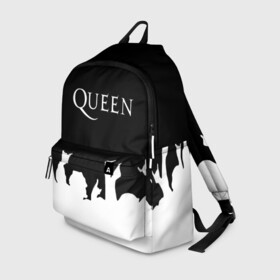 Рюкзак 3D с принтом QUEEN  в городе Новоалтайск, 100% полиэстер | лямки с регулируемой длиной, сверху петелька, чтобы рюкзак можно было повесить на вешалку. Основное отделение закрывается на молнию, как и внешний карман. Внутри два дополнительных кармана, один из которых закрывается на молнию. По бокам два дополнительных кармашка | queen | rock | we will rock you | брайан мэи | группа queen | группа квин | джон дикон | квин | королева | король | роджер тейлор | рок | фредди меркьюри