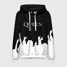 Мужская толстовка 3D с принтом QUEEN в городе Новоалтайск, 100% полиэстер | двухслойный капюшон со шнурком для регулировки, мягкие манжеты на рукавах и по низу толстовки, спереди карман-кенгуру с мягким внутренним слоем. | queen | rock | we will rock you | брайан мэи | группа queen | группа квин | джон дикон | квин | королева | король | роджер тейлор | рок | фредди меркьюри