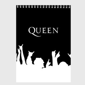 Скетчбук с принтом QUEEN в городе Новоалтайск, 100% бумага
 | 48 листов, плотность листов — 100 г/м2, плотность картонной обложки — 250 г/м2. Листы скреплены сверху удобной пружинной спиралью | queen | rock | we will rock you | брайан мэи | группа queen | группа квин | джон дикон | квин | королева | король | роджер тейлор | рок | фредди меркьюри