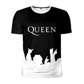 Мужская футболка 3D спортивная с принтом QUEEN  в городе Новоалтайск, 100% полиэстер с улучшенными характеристиками | приталенный силуэт, круглая горловина, широкие плечи, сужается к линии бедра | queen | rock | we will rock you | брайан мэи | группа queen | группа квин | джон дикон | квин | королева | король | роджер тейлор | рок | фредди меркьюри