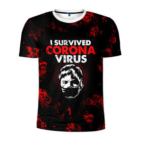 Мужская футболка 3D спортивная с принтом I survived coronavirus в городе Новоалтайск, 100% полиэстер с улучшенными характеристиками | приталенный силуэт, круглая горловина, широкие плечи, сужается к линии бедра | 2019   ncov | coronavirus | covid | covid 19 | ncov | virus | арт | биологическая опасность | болезнь | вирус | знак | карантин | корона | коронавирус | короновирус | мем | мой руки | оставайся дома | пандемия | помой руки