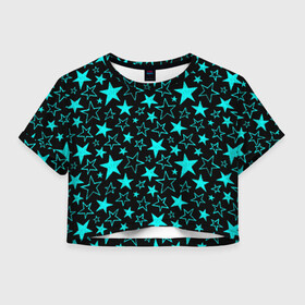 Женская футболка Crop-top 3D с принтом Звёздочки в городе Новоалтайск, 100% полиэстер | круглая горловина, длина футболки до линии талии, рукава с отворотами | converse | star | stars | без принта | без рисунка | без шва | бесшовная | голубая | детская | звездочки | звезды | конверс | маска | маска без рисунка | модная | текстуры | тренд | тренды