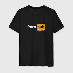 Мужская футболка хлопок с принтом PornHub premium в городе Новоалтайск, 100% хлопок | прямой крой, круглый вырез горловины, длина до линии бедер, слегка спущенное плечо. | premium | бесплатный прем | прем | премиальная | премиум | премиумная