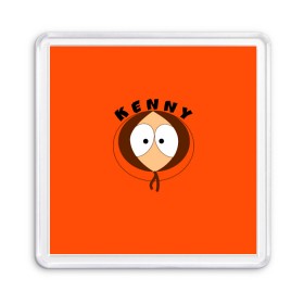 Магнит 55*55 с принтом KENNY в городе Новоалтайск, Пластик | Размер: 65*65 мм; Размер печати: 55*55 мм | south park | sp | батерс | баттерс | гарисон | кайл  брофловски | картман | кеннет | кенни | комбинезон | куртка | макки | маккормик | марш | мистер | мультфильм | оранжевая | полот | ренди | саус парк