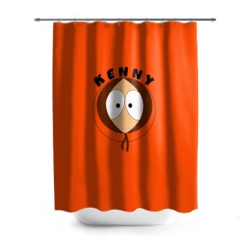 Штора 3D для ванной с принтом KENNY в городе Новоалтайск, 100% полиэстер | плотность материала — 100 г/м2. Стандартный размер — 146 см х 180 см. По верхнему краю — пластиковые люверсы для креплений. В комплекте 10 пластиковых колец | south park | sp | батерс | баттерс | гарисон | кайл  брофловски | картман | кеннет | кенни | комбинезон | куртка | макки | маккормик | марш | мистер | мультфильм | оранжевая | полот | ренди | саус парк