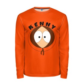 Мужской лонгслив 3D с принтом KENNY в городе Новоалтайск, 100% полиэстер | длинные рукава, круглый вырез горловины, полуприлегающий силуэт | south park | sp | батерс | баттерс | гарисон | кайл  брофловски | картман | кеннет | кенни | комбинезон | куртка | макки | маккормик | марш | мистер | мультфильм | оранжевая | полот | ренди | саус парк