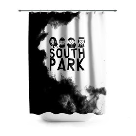 Штора 3D для ванной с принтом South Park в городе Новоалтайск, 100% полиэстер | плотность материала — 100 г/м2. Стандартный размер — 146 см х 180 см. По верхнему краю — пластиковые люверсы для креплений. В комплекте 10 пластиковых колец | south park | sp | батерс | баттерс | гарисон | енот | кайл  брофловски | картман | кеннет | кенни | маки | макки | маккормик | марш | мистер | мистереон | мультфильм | полотенчик | ренди | саус парк | сауспарк