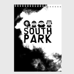 Скетчбук с принтом South Park в городе Новоалтайск, 100% бумага
 | 48 листов, плотность листов — 100 г/м2, плотность картонной обложки — 250 г/м2. Листы скреплены сверху удобной пружинной спиралью | south park | sp | батерс | баттерс | гарисон | енот | кайл  брофловски | картман | кеннет | кенни | маки | макки | маккормик | марш | мистер | мистереон | мультфильм | полотенчик | ренди | саус парк | сауспарк