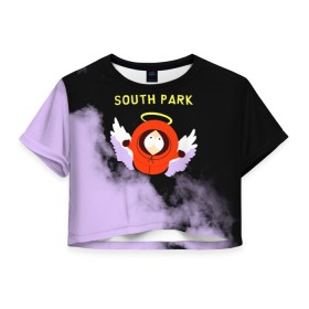 Женская футболка Crop-top 3D с принтом Южный Парк в городе Новоалтайск, 100% полиэстер | круглая горловина, длина футболки до линии талии, рукава с отворотами | south park | sp | батерс | баттерс | гарисон | енот | кайл  брофловски | картман | кеннет | кенни | маки | макки | маккормик | марш | мистер | мистереон | мультфильм | полотенчик | ренди | саус парк | сауспарк