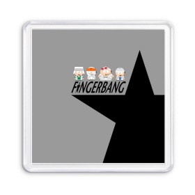 Магнит 55*55 с принтом FINGERBANG в городе Новоалтайск, Пластик | Размер: 65*65 мм; Размер печати: 55*55 мм | south park | sp | батерс | баттерс | гарисон | енот | кайл  брофловски | картман | кеннет | кенни | маки | макки | маккормик | марш | мистер | мистереон | мультфильм | полотенчик | ренди | саус парк | сауспарк
