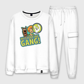 Мужской костюм хлопок с принтом Mystery Inc Gang ! в городе Новоалтайск, 100% хлопок | на свитшоте круглая горловина, мягкая резинка по низу. Брюки заужены к низу, на них два вида карманов: два “обычных” по бокам и два объемных, с клапанами, расположенные ниже линии бедра. Брюки с мягкой трикотажной резинкой на поясе и по низу штанин. В поясе для дополнительного комфорта — широкие завязки | Тематика изображения на принте: scooby doo | shaggy | vdosadir | скуберт фон дуенхеймер | скуби ду | уильям ханна | шегги