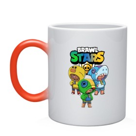 Кружка хамелеон с принтом Brawl Stars Leon Trio в городе Новоалтайск, керамика | меняет цвет при нагревании, емкость 330 мл | Тематика изображения на принте: brawl stars | brawl stars leon | leon | leon green | leon sally | leon shark | бравл старс | леон | леон акула | леон огонь | леон салли | леон старс