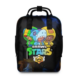 Женский рюкзак 3D с принтом Brawl Stars Leon Trio в городе Новоалтайск, 100% полиэстер | лямки с регулируемой длиной, сверху ручки, чтобы рюкзак нести как сумку. Основное отделение закрывается на молнию, как и внешний карман. Внутри два дополнительных кармана, один из которых закрывается на молнию. По бокам два дополнительных кармашка, куда поместится маленькая бутылочка
 | brawl stars | brawl stars leon | leon | leon green | leon sally | leon shark | бравл старс | леон | леон акула | леон огонь | леон салли | леон старс