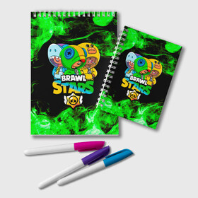 Блокнот с принтом Brawl Stars Leon Trio в городе Новоалтайск, 100% бумага | 48 листов, плотность листов — 60 г/м2, плотность картонной обложки — 250 г/м2. Листы скреплены удобной пружинной спиралью. Цвет линий — светло-серый
 | brawl stars | brawl stars leon | leon | leon green | leon sally | leon shark | бравл старс | леон | леон акула | леон огонь | леон салли | леон старс