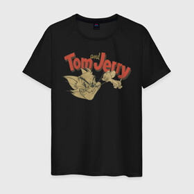 Мужская футболка хлопок с принтом Tom&Jerry retro в городе Новоалтайск, 100% хлопок | прямой крой, круглый вырез горловины, длина до линии бедер, слегка спущенное плечо. | spike | tom  jerry | tom and jerry | tomjerry | tuffy | vdgerir | мамочка два тапочка | том и джери | том и джерри