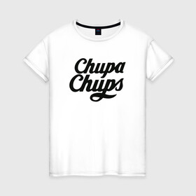 Женская футболка хлопок с принтом Chupa-Chups Logo в городе Новоалтайск, 100% хлопок | прямой крой, круглый вырез горловины, длина до линии бедер, слегка спущенное плечо | chupa chups | confectus | confetto | бренд | конфета | сладкое | сладость | сосалка | соска | чупа | чупа чупс | чупс