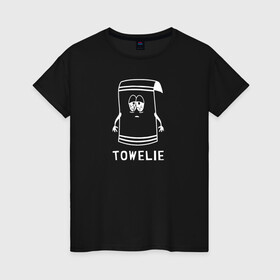 Женская футболка хлопок с принтом Полотенчик в городе Новоалтайск, 100% хлопок | прямой крой, круглый вырез горловины, длина до линии бедер, слегка спущенное плечо | south park | sp | батерс | баттерс | гарисон | е | кайл  брофловски | картман | кеннет | кенни | макки | маккормик | марш | мистер | мультфильм | полотенце | полотенчик | ренди | саус парк | сауспарк | стэн