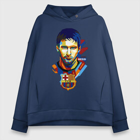Женское худи Oversize хлопок с принтом MESSI BARCELONA в городе Новоалтайск, френч-терри — 70% хлопок, 30% полиэстер. Мягкий теплый начес внутри —100% хлопок | боковые карманы, эластичные манжеты и нижняя кромка, капюшон на магнитной кнопке | argentina | barca | barcelona | football | lionel | messi | аргентина | барса | барселона | лионель | месси | футбол