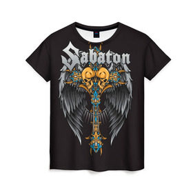 Женская футболка 3D с принтом SABATON в городе Новоалтайск, 100% полиэфир ( синтетическое хлопкоподобное полотно) | прямой крой, круглый вырез горловины, длина до линии бедер | sabaton | даниель муллбак | йоаким броден | крис рёланд | оскар монтелиус | пэр сундстрём | рикард сунден | сабатон | тоббе энглунд | томми юханссон | ханнес ван дал