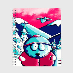 Тетрадь с принтом CARTMAN в городе Новоалтайск, 100% бумага | 48 листов, плотность листов — 60 г/м2, плотность картонной обложки — 250 г/м2. Листы скреплены сбоку удобной пружинной спиралью. Уголки страниц и обложки скругленные. Цвет линий — светло-серый
 | cartman | kenny | kyle | south park | stan | кайл | картман | кенни | стэн | южный парк