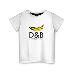 Детская футболка хлопок с принтом Dolce and Banana в городе Новоалтайск, 100% хлопок | круглый вырез горловины, полуприлегающий силуэт, длина до линии бедер | Тематика изображения на принте: banan | banana | dg | dolce banana | dolce gabana | dolce gabbana | антибренд | банан | бананы | гнилой | дольче габана | дольче габбана | крутая | модная | пародия | прикол | тренд