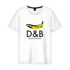 Мужская футболка хлопок с принтом Dolce and Banana в городе Новоалтайск, 100% хлопок | прямой крой, круглый вырез горловины, длина до линии бедер, слегка спущенное плечо. | banan | banana | dg | dolce banana | dolce gabana | dolce gabbana | антибренд | банан | бананы | гнилой | дольче габана | дольче габбана | крутая | модная | пародия | прикол | тренд