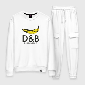 Женский костюм хлопок с принтом Dolce and Banana в городе Новоалтайск, 100% хлопок | на свитшоте круглая горловина, мягкая резинка по низу. Брюки заужены к низу, на них два вида карманов: два 