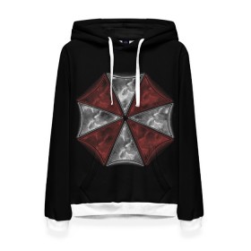Женская толстовка 3D с принтом Umbrella Corporation в городе Новоалтайск, 100% полиэстер  | двухслойный капюшон со шнурком для регулировки, мягкие манжеты на рукавах и по низу толстовки, спереди карман-кенгуру с мягким внутренним слоем. | 2 | biohazard | claire | evil | horror | raccoon | resident | survival | t virus | t вирус | выживание | зла | кеннеди | клэр | леон | обитель | раккун | редфилд | скотт | ужас