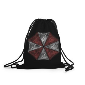 Рюкзак-мешок 3D с принтом Umbrella Corporation в городе Новоалтайск, 100% полиэстер | плотность ткани — 200 г/м2, размер — 35 х 45 см; лямки — толстые шнурки, застежка на шнуровке, без карманов и подкладки | 2 | biohazard | claire | evil | horror | raccoon | resident | survival | t virus | t вирус | выживание | зла | кеннеди | клэр | леон | обитель | раккун | редфилд | скотт | ужас
