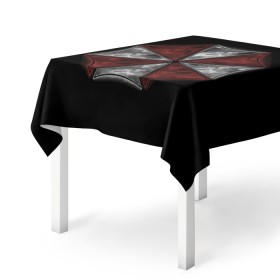 Скатерть 3D с принтом Umbrella Corporation в городе Новоалтайск, 100% полиэстер (ткань не мнется и не растягивается) | Размер: 150*150 см | 2 | biohazard | claire | evil | horror | raccoon | resident | survival | t virus | t вирус | выживание | зла | кеннеди | клэр | леон | обитель | раккун | редфилд | скотт | ужас