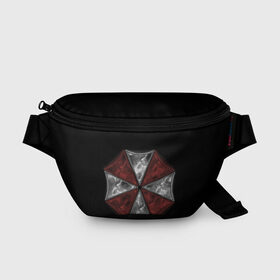 Поясная сумка 3D с принтом Umbrella Corporation в городе Новоалтайск, 100% полиэстер | плотная ткань, ремень с регулируемой длиной, внутри несколько карманов для мелочей, основное отделение и карман с обратной стороны сумки застегиваются на молнию | 2 | biohazard | claire | evil | horror | raccoon | resident | survival | t virus | t вирус | выживание | зла | кеннеди | клэр | леон | обитель | раккун | редфилд | скотт | ужас