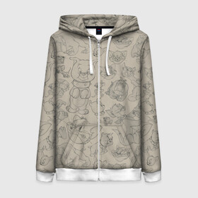 Женская толстовка 3D на молнии с принтом Heroes Tom&Jerry pattern в городе Новоалтайск, 100% полиэстер | длина до линии бедра, манжеты и пояс оформлены мягкой тканевой резинкой, двухслойный капюшон со шнурком для регулировки, спереди молния, по бокам два кармана | spike | tom  jerry | tom and jerry | tomjerry | tuffy | vdgerir | мамочка два тапочка | том и джери | том и джерри