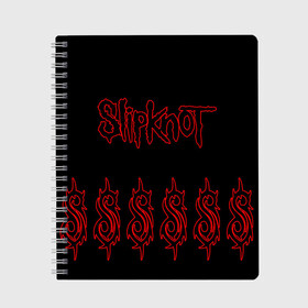 Тетрадь с принтом Slipknot (5) в городе Новоалтайск, 100% бумага | 48 листов, плотность листов — 60 г/м2, плотность картонной обложки — 250 г/м2. Листы скреплены сбоку удобной пружинной спиралью. Уголки страниц и обложки скругленные. Цвет линий — светло-серый
 | Тематика изображения на принте: devil | metal | music | rock | satana | slipknot | дьявол | метал | музыка | рок | сатана | слипкнот