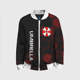 Детский бомбер 3D с принтом UMBRELLA CORP в городе Новоалтайск, 100% полиэстер | застегивается на молнию, по бокам два кармана без застежек, мягкие манжеты, по низу бомбера и на воротнике — эластичная резинка | ada wong | biohazard | leon | nemesis | project resistance | raccoon city | re | re3 | resident evil | resident evil 3 | rpd | stars | umbrella | ада вонг | амбрелла | немезис | ужасы