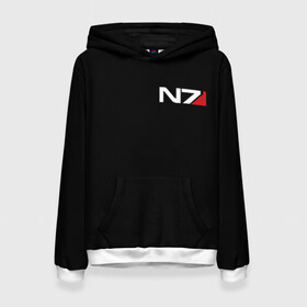 Женская толстовка 3D с принтом MASS EFFECT N7 | МАСС ЭФФЕКТ Н7 в городе Новоалтайск, 100% полиэстер  | двухслойный капюшон со шнурком для регулировки, мягкие манжеты на рукавах и по низу толстовки, спереди карман-кенгуру с мягким внутренним слоем. | bioware | n7 | shepard | броня | жнецы | костюм | масс эффект | н7 | стальная броня | шепард | эффект массы