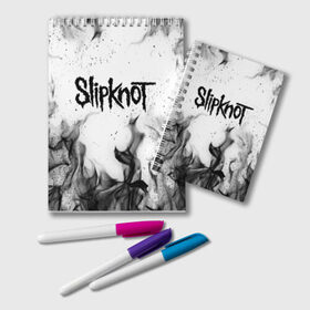 Блокнот с принтом SLIPKNOT в городе Новоалтайск, 100% бумага | 48 листов, плотность листов — 60 г/м2, плотность картонной обложки — 250 г/м2. Листы скреплены удобной пружинной спиралью. Цвет линий — светло-серый
 | Тематика изображения на принте: slipknot | джей вайнберг | джеймс рут | джои джордисон | донни стили | кори тейлор | крис фен | крэйг джонс | мик томсон | пол греи | слипкнот | шон крэхан
