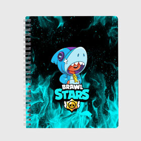 Тетрадь с принтом BRAWL STARS LEON SHARK в городе Новоалтайск, 100% бумага | 48 листов, плотность листов — 60 г/м2, плотность картонной обложки — 250 г/м2. Листы скреплены сбоку удобной пружинной спиралью. Уголки страниц и обложки скругленные. Цвет линий — светло-серый
 | 8 bit | 8 бит | bibi | brawl stars | crow | el brown | leon | leon shark | max | mr.p | sally leon | shark | stars | virus | werewolf | акула | биби | вирус | ворон | леон | оборотень | пингвин