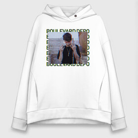 Женское худи Oversize хлопок с принтом Rap Boulevard Depo в городе Новоалтайск, френч-терри — 70% хлопок, 30% полиэстер. Мягкий теплый начес внутри —100% хлопок | боковые карманы, эластичные манжеты и нижняя кромка, капюшон на магнитной кнопке | boulevard | boulevard depo | depo | артём | артём кулик | бульвар депо. yungrussia | кулик | музыка | музыкант | реп | рэп | тёма