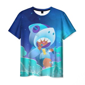 Мужская футболка 3D с принтом LEON SHARK - BRAWL STARS в городе Новоалтайск, 100% полиэфир | прямой крой, круглый вырез горловины, длина до линии бедер | 8 bit | 8 бит | 8bit | 8бит | brawl | crow | game | games | leon | max | mr.p | sandy | spike | star | stars | брав | бравл | браво | ворон | звезда | звезды | игра | игры | кроу | леон | макс | сенди | спайк | старс | сэнди