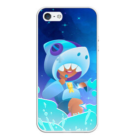 Чехол для iPhone 5/5S матовый с принтом LEON SHARK - BRAWL STARS в городе Новоалтайск, Силикон | Область печати: задняя сторона чехла, без боковых панелей | 8 bit | 8 бит | 8bit | 8бит | brawl | crow | game | games | leon | max | mr.p | sandy | spike | star | stars | брав | бравл | браво | ворон | звезда | звезды | игра | игры | кроу | леон | макс | сенди | спайк | старс | сэнди