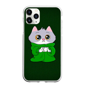Чехол для iPhone 11 Pro Max матовый с принтом На карантине в городе Новоалтайск, Силикон |  | cat | в пледе | дома | карантин | кот | кот в пледе | котенок | котик | на карантине | сберкот | сберкот с кружкой | сидим дома | сижу дома | стикер