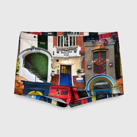 Детские купальные плавки 3D с принтом London doors цифровой коллаж в городе Новоалтайск, Полиэстер 85%, Спандекс 15% | Слитный крой, подклад по переду изделия, узкие бретели | англия | архитектура | великобритания | двери | дверь | лондон | окно | проем | туризм | цифровой коллаж