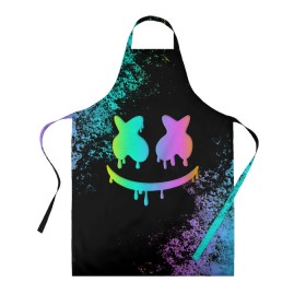 Фартук 3D с принтом Marshmello в городе Новоалтайск, 100% полиэстер | общий размер — 65 х 85 см, ширина нагрудника — 26 см, горловина — 53 см, длина завязок — 54 см, общий обхват в поясе — 173 см. Принт на завязках и на горловине наносится с двух сторон, на основной части фартука — только с внешней стороны | marshmello | диджей | клуб | клубная музыка | маршмеллоу | маршмэлло | маршмэллоу | музыка | электронная